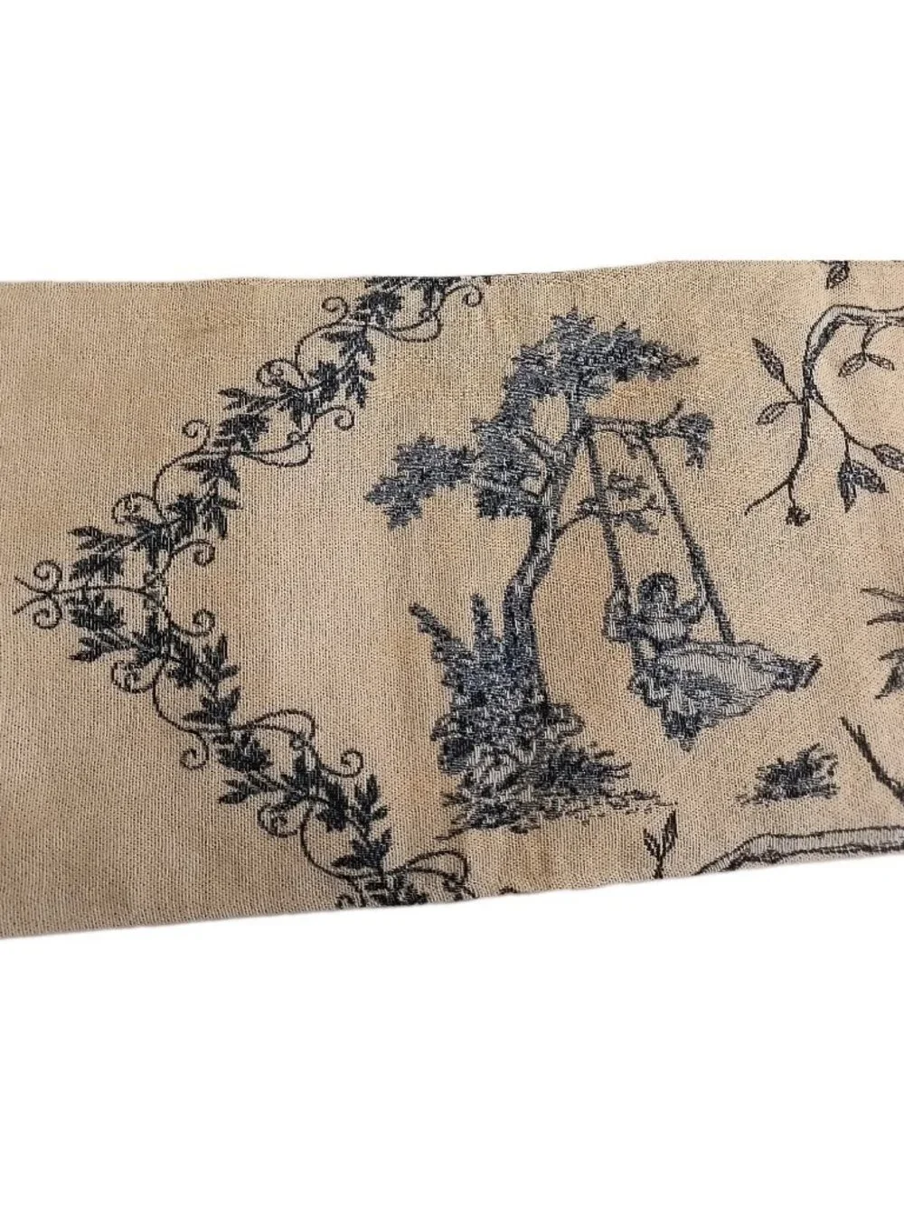 Toile de Jouy Tapestry Table Runner 71x12 French Country Vintage Styles Bicolor